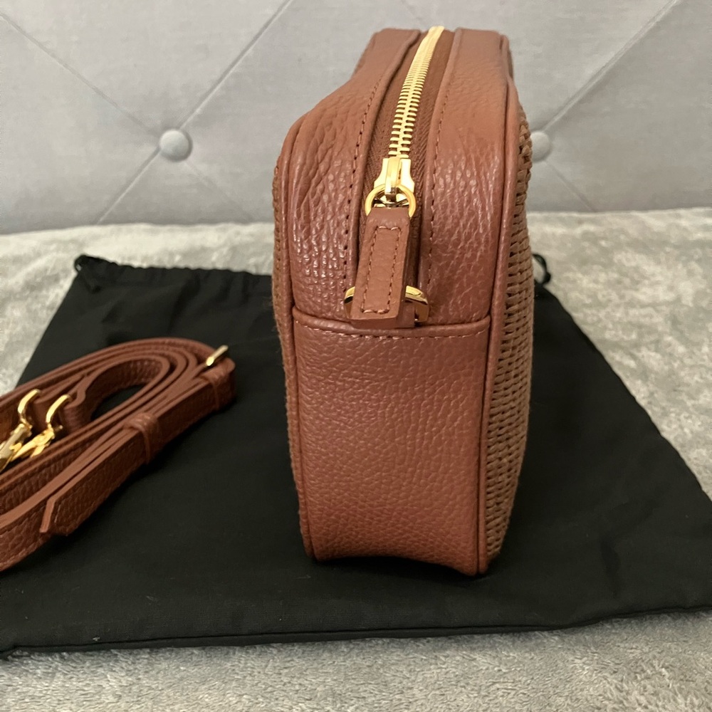 NWT Quince Italian Leather & Raffia Crossbody - Picture 2 of 9